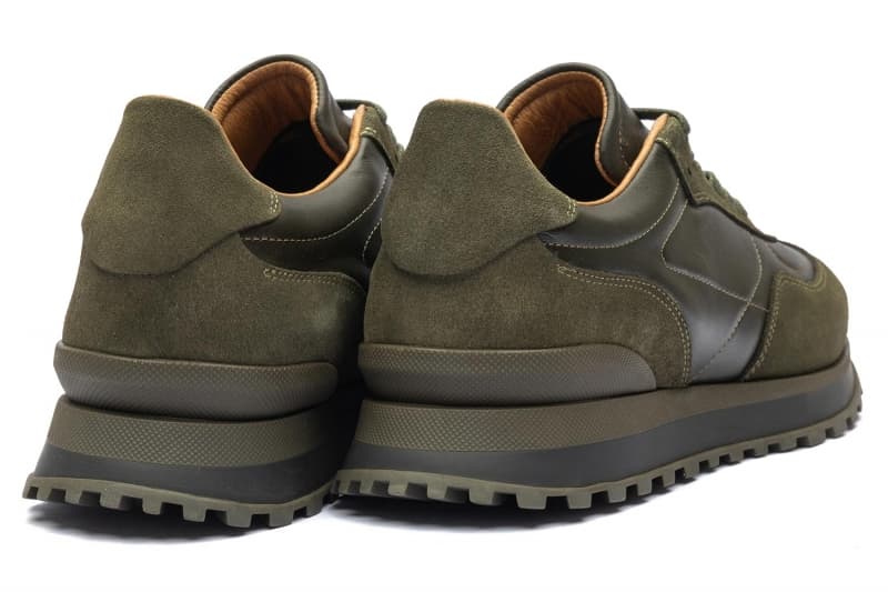 Khaki natural leather sneakers